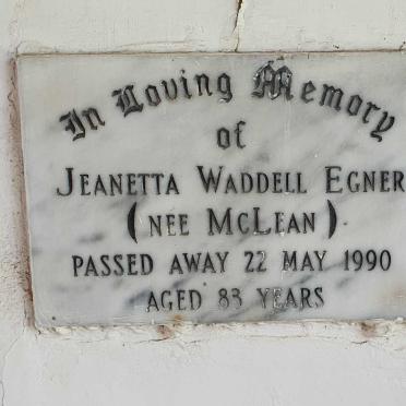 EGNER Jeanetta Waddell nee McLEAN -1990