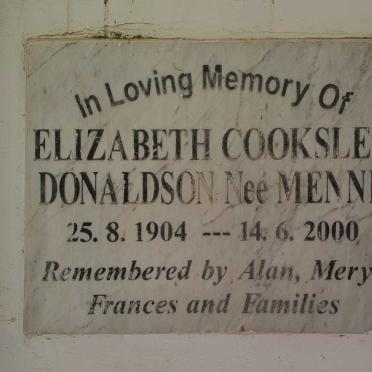 DONALDSON Elizabeth Cooksley nee MENNE 1904-2000