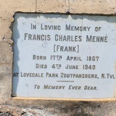 MENNE Francis Charles 1867-1940