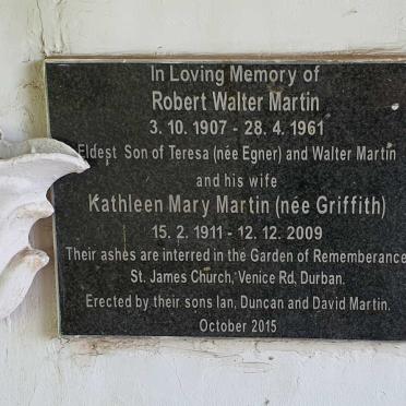 MARTIN Robert Walter 1907-1961 &amp; Kathleen Mary GRIFFITH 1911-2009