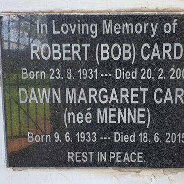 CARD Robert 1931-2008 &amp; Dawn Margaret MENNE 1933-2015