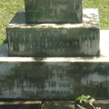 HEYDE Robert Leopold, von der -1927 &amp; Mary Elizabeth -1954 