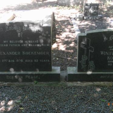 KOEKEMOER Alexander -1975 &amp; Winifred Frances 1923-1985 
