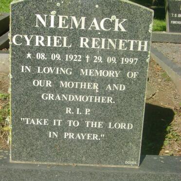 NIEMACK Cyriel Reineth 1922-1997