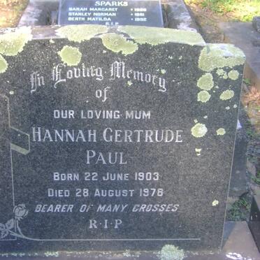 PAUL Hannah Gertrude 1903-1978