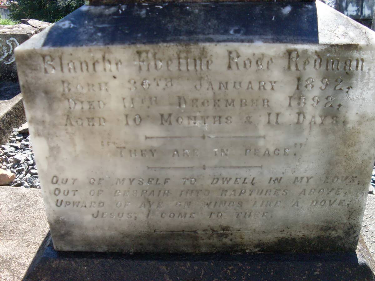 REDMAN Blanche Eveline Rose 1892-1892