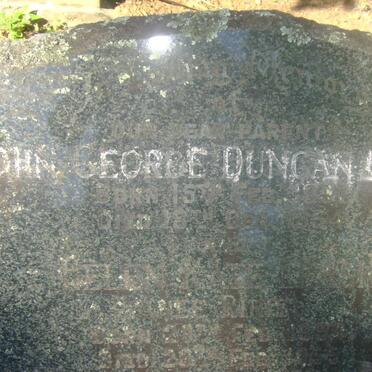 DUNCAN John George 189?-1934 &amp; Helen Kate 189?-1959
