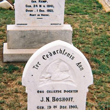 BOSHOFF Jacobus N. 1835-1916 :: BOSHOFF Elizabeth C. nee KEMP 1841-1921 ::  BOSHOFF J.N. 1903-1913