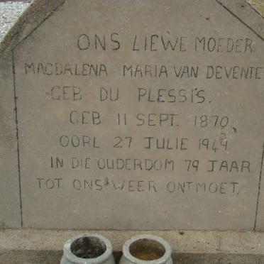DEVENTER Magdalena Maria, van nee DU PLESSIS 1870-1949
