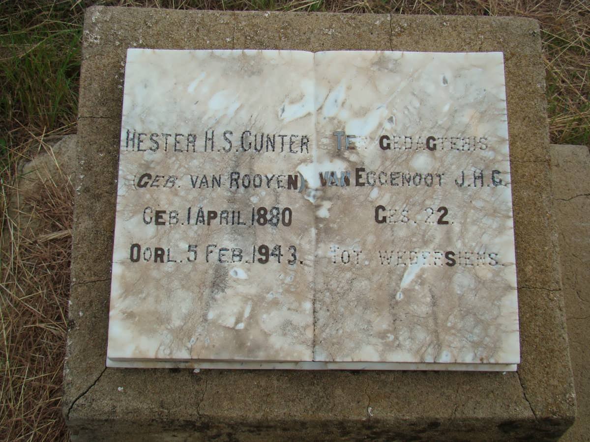 GUNTER Hester H.S. nee VAN ROOYEN 1880-1943