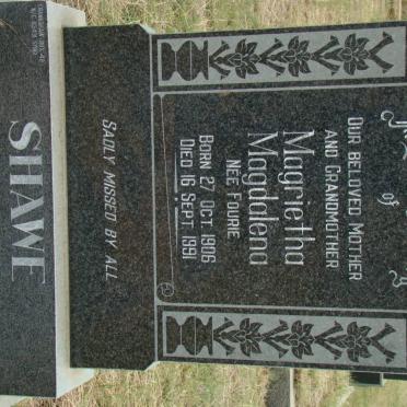 SHAWE Magrietha Magdalena nee FOURIE 1906-1991