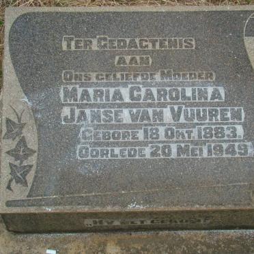 VUUREN Maria Carolina, Janse van 1883-1949