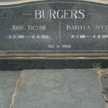 BURGERS John Victor 1891-1973 &amp; Isabella Aletta 1910-1994