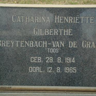 BREYTENBACH Catharina Henriette Gilberthe nee VAN DE GRAAFF 1914-1965