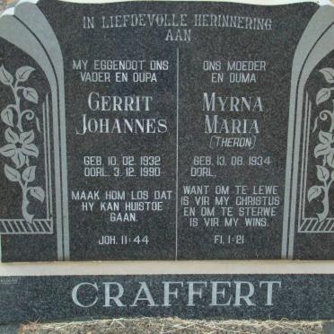 CRAFFERT Gerrit Johannes 1932-1990 &amp; Myrna Maria THERON 1934-