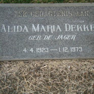 DEKKER Alida Maria nee DE JAGER 1923-1973
