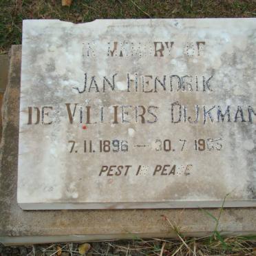 DIJKMAN Jan Hendrik de Villiers 1896-1965