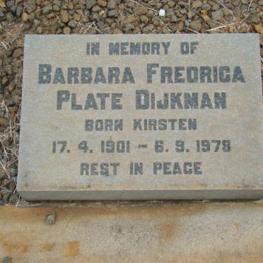 DIJKMAN Barbara Fredrica Plate nee KIRSTEN 1901-1978
