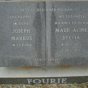 FOURIE Joseph Markus 1916- &amp; Maud Aline Sylvia 1924-1973