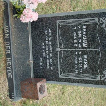 HEYDE Abraham, van der 1928-2002 &amp; Marie 1929-2005