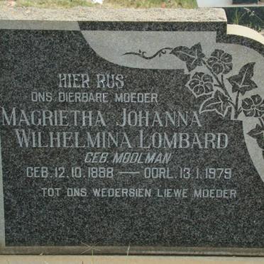 LOMBARD Magrietha Johanna Wilhelmina nee MOOLMAN 1888-1979