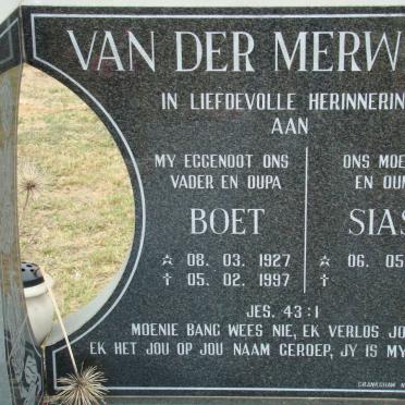 MERWE Boet, van der 1927-1997 &amp; Sias 1931-