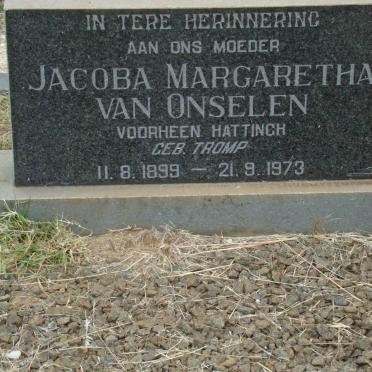 ONSELEN Jacoba Margaretha, van formerly HATTINGH nee TROMP 1899-1973