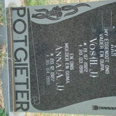 POTGIETER H.J. 1922-1991 &amp; A.J. 1927-1998