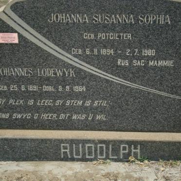RUDOLPH Johannes Lodewyk 1891-1964 &amp; Johanna Susanna Sophia POTGIETER 1894-1980