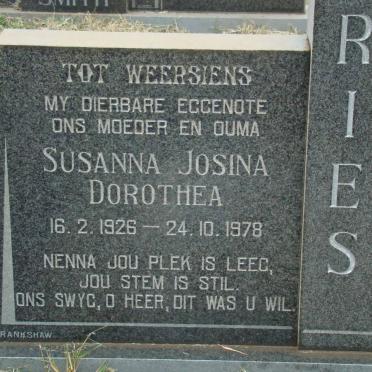 RIES Susanna Josina Dorothea 1926-1978