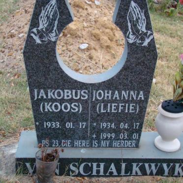 SCHALKWYK Jakobus, van 1933- &amp; Johanna 1934-1999