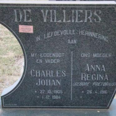 VILLIERS Charles Johan, de 1905-1984 &amp; Anna Regina PRETORIUS 1916-