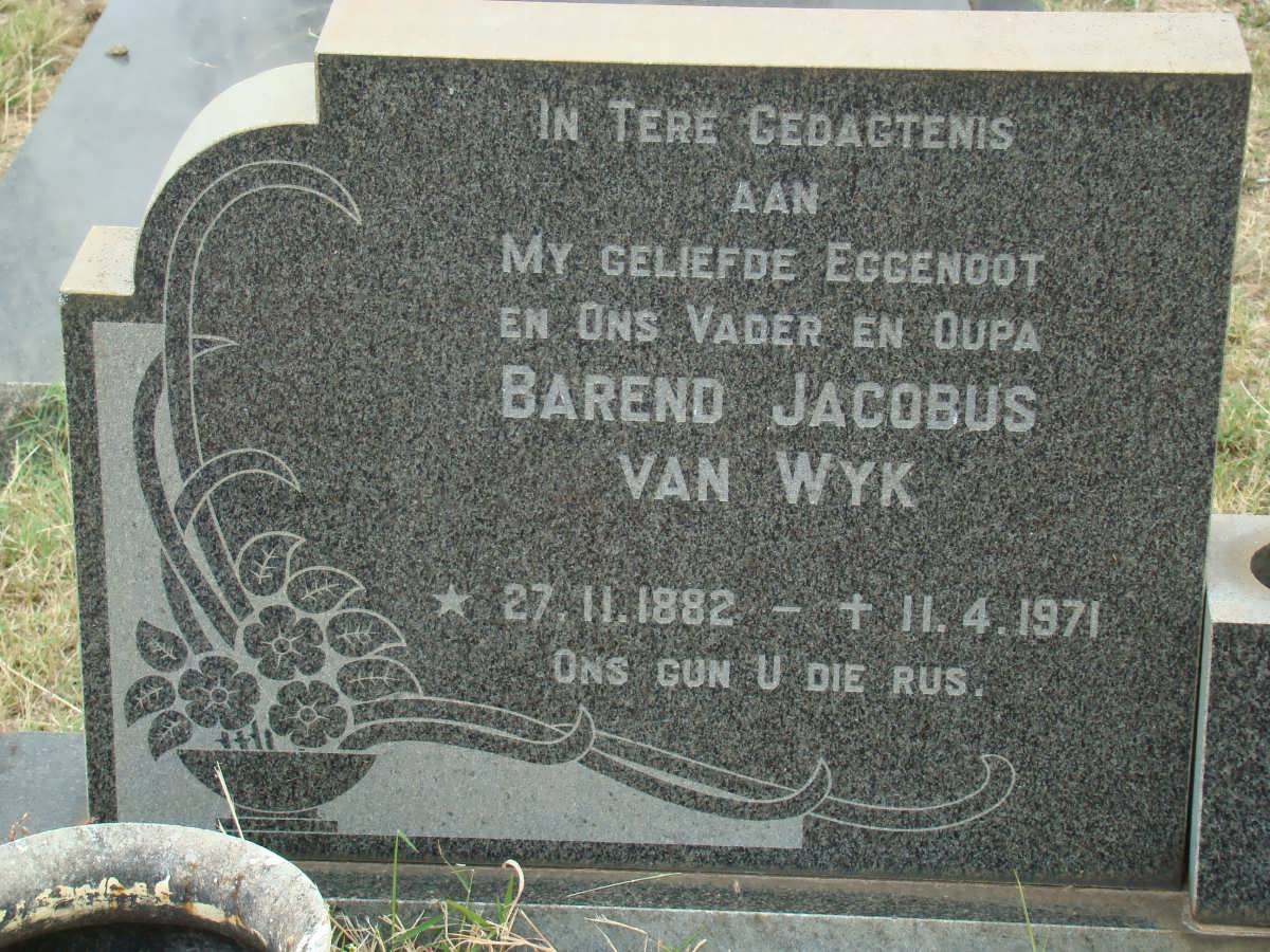 WYK Barend Jacobus, van 1882-1971