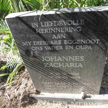 MERWE Johannes Zacharia, van der 1936-1998