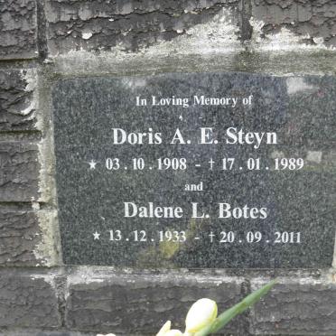 STEYN Doris A.E. 1908-1989 :: BOTES Dalene L. 1933-2011