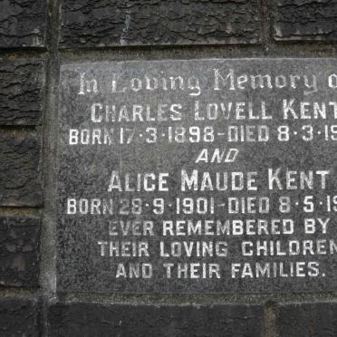 KENT Charles Lovell 1898-1977 &amp; Alice Maud 1901-1984