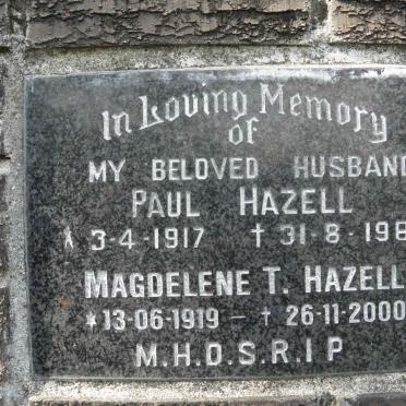 HAZELL Paul 1917-1984 &amp; Magdalene T. 1919-2000