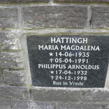 HATTINGH Phillipus Arnoldus 1932-1998 &amp; Maria Magdalena 1935-1991