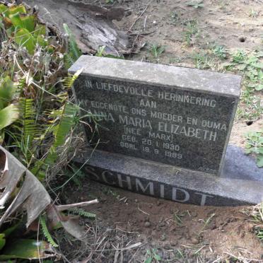 SCHMIDT Anna Maria Elizabeth nee MARX 1930-1989
