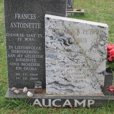 AUCAMP Frederick Petrus Jacobus 1934-2005 &amp; Frances Antoinette 1939-2000