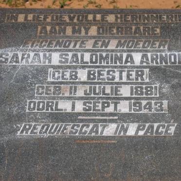 ARNOLDI Sarah Salomina nee BESTER 1881-1943
