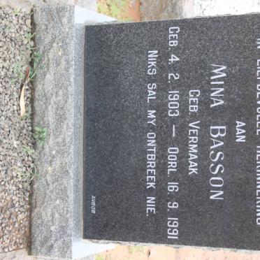 BASSON Mina nee VERMAAK 1903-1991