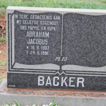 BACKER Abraham Jacobus 1907-1981