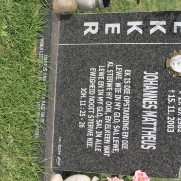 BEKKER Johannes Mattheus 1982-2003
