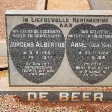 BEER Jurgens Albertus, de 1916-1977 &amp; Annie KIRTON 1924-1991
