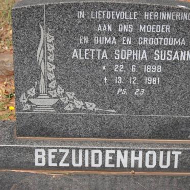 BEZUIDENHOUT Aletta Sophia Susanna 1898-1981