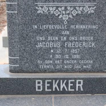 BEKKER Jacobus Frederick 1957-1981