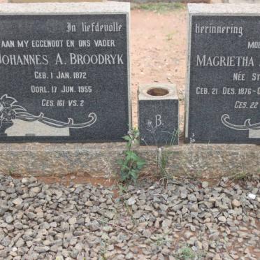 BROODRYK Johannes A. 1872-1955 &amp; Magrietha A. STRYDOM 1876-1956