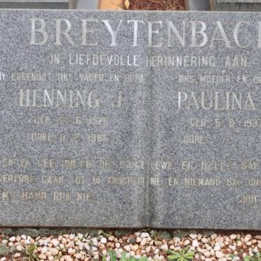BREYTENBACH Henning J. 1928-1986 &amp; Paulina A. 1937-