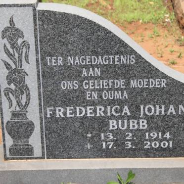 BUBB Frederica Johanna 1914-2001